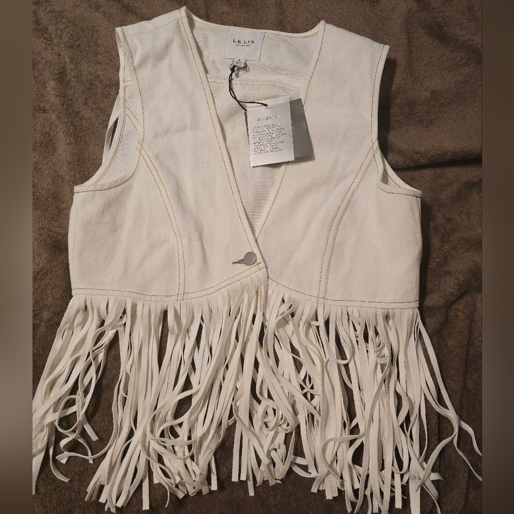 White Fringe Vest